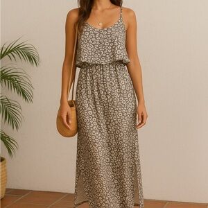 C. Luce Gray Animal Print Maxi Dress